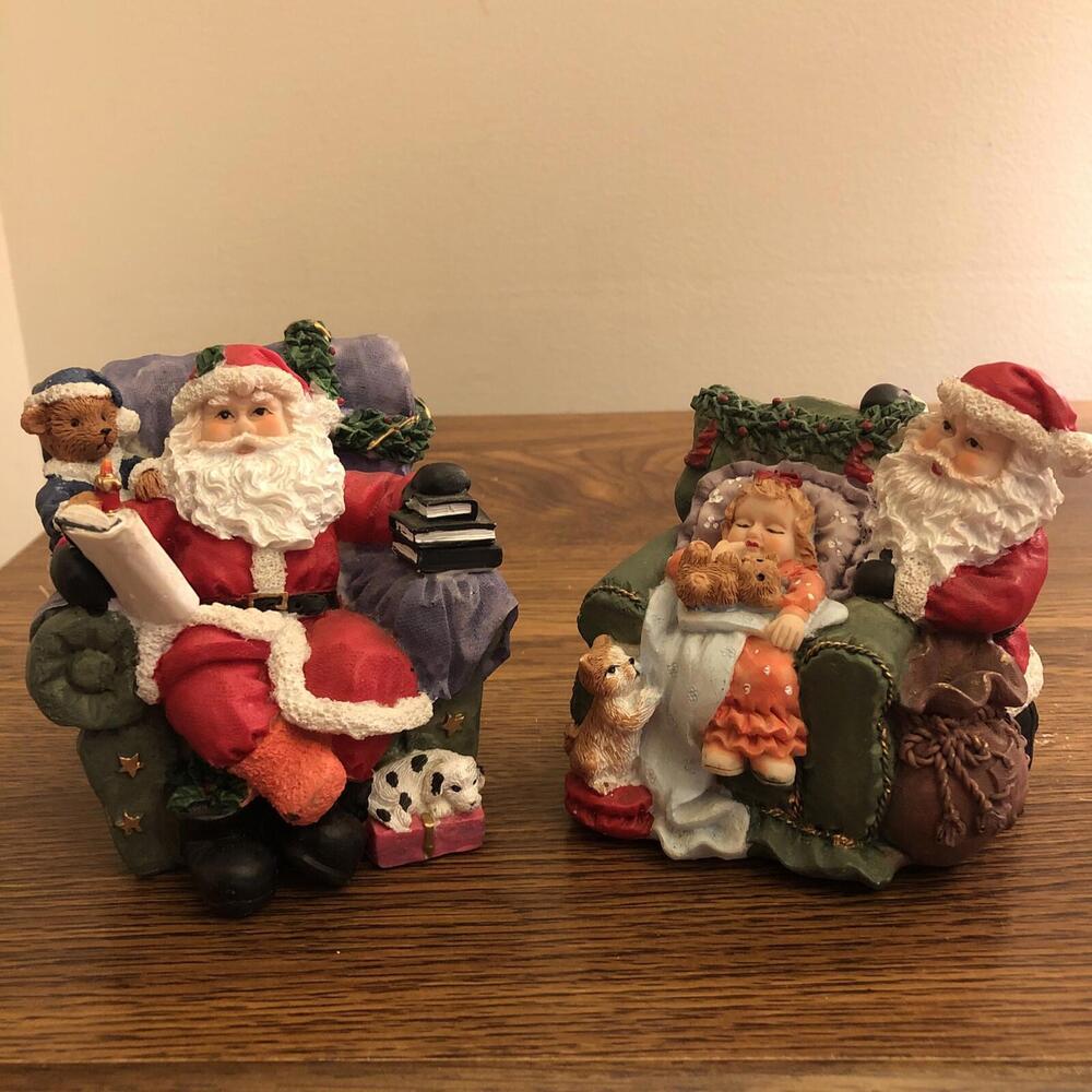 Set Of 2 Vintage K's Collection Santa In Action Figurines Bear Dog Cat Girl